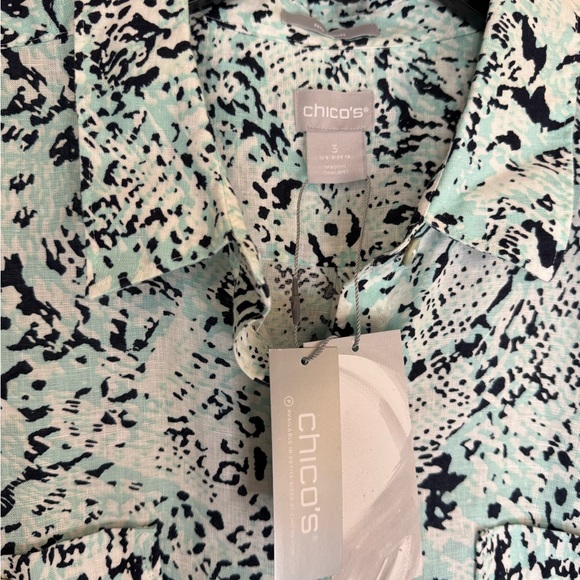 Chico’s Linen Button Down Tunic Top - Picture 2 of 8